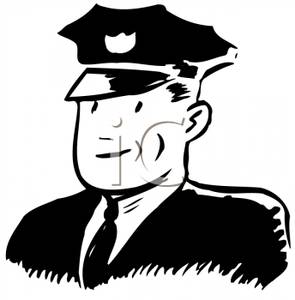 Black And White Policeman   Royalty Free Clipart Picture