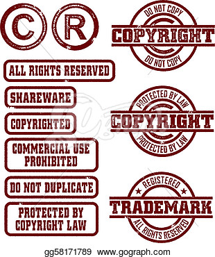 Clip Art Vector   Rubber Stamp Style Copyright And Trademark Stamps