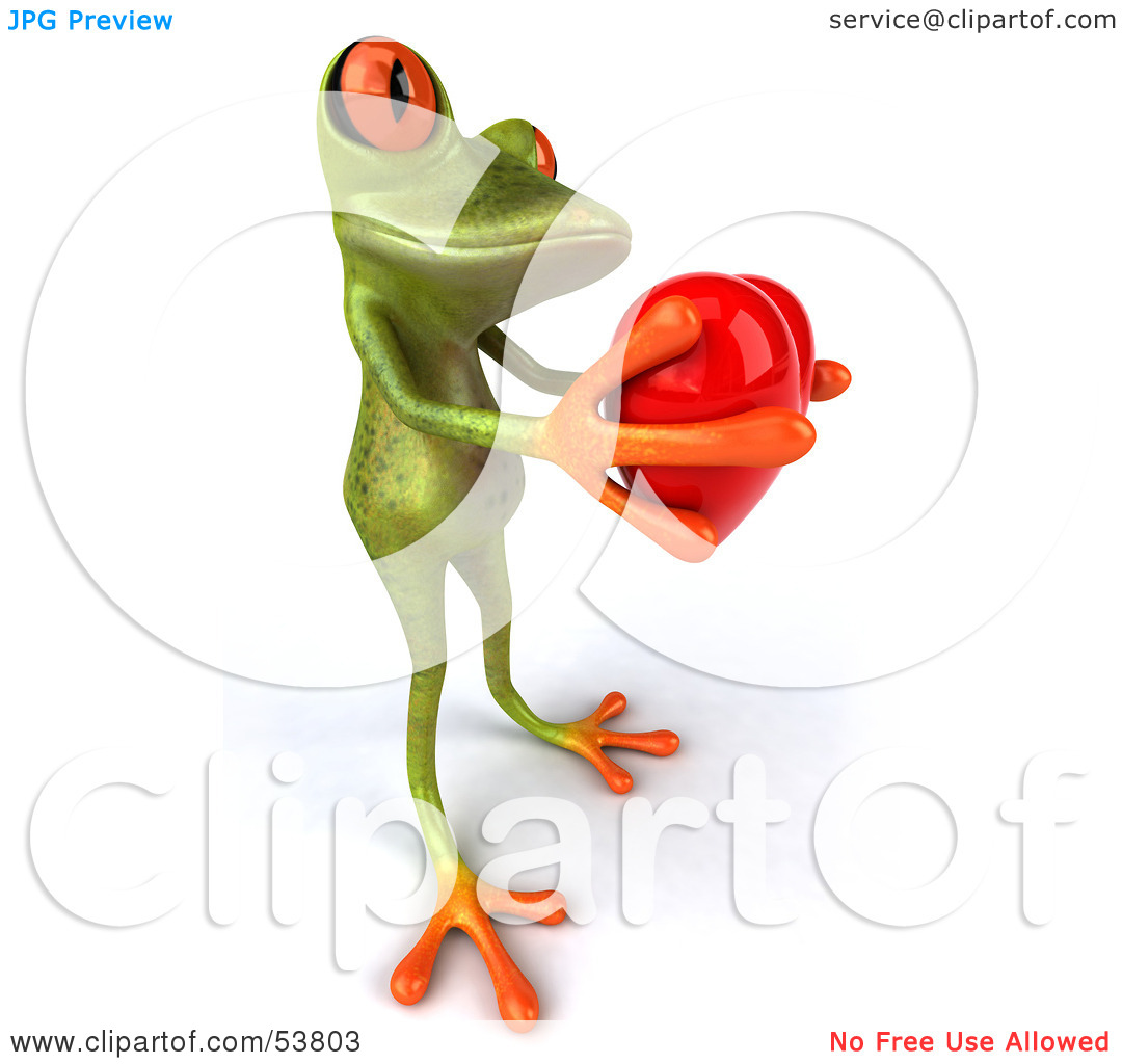 Clipart Illustration Of A Cute 3d Green Tree Frog Giving A Red Heart