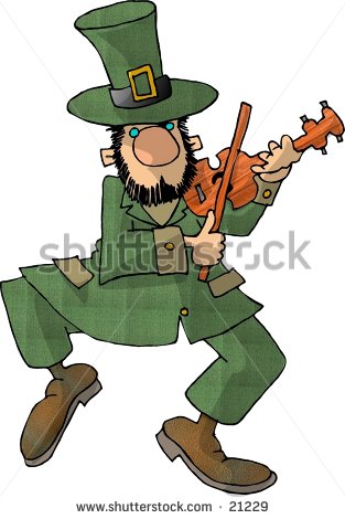 Clipart Illustration Of An Irish Leprechaun Playing A Fiddle    Stock