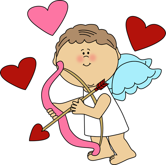 Cupid With Hearts   Valentine S Day Cupid Holding A Bow And Arrow With
