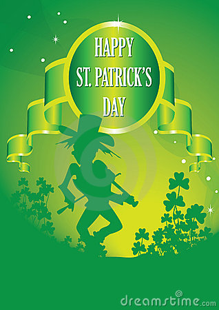 Download Leprechaun Playing Fiddle Surrounded By Clover