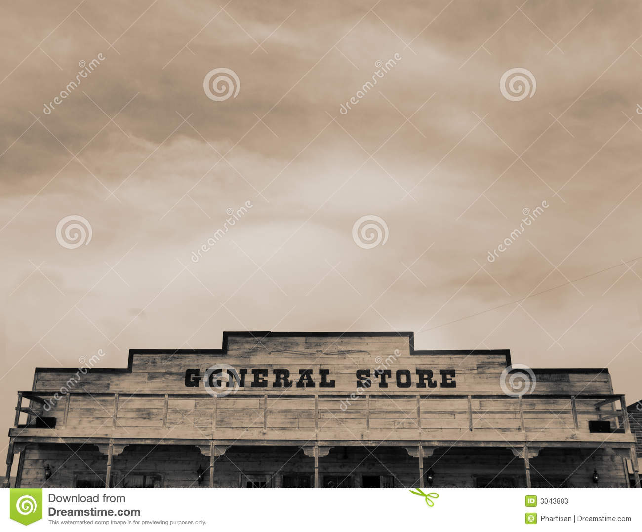 Exterior Of Vintage Western Wooden Style Facade General Store In Wild    