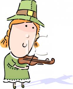 Female Leprechaun Playing Fiddle   Royalty Free Clipart Picture