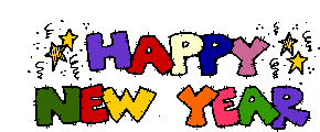 Happy New Year With Multicolor Letters Confetti And Stars   Animated
