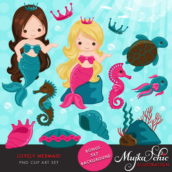 Home   Cliparts   Lovely Little Mermaid Clipart