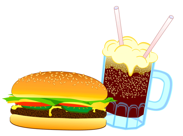 Illustration Of A Classic American Cheeseburger With A Soda  Root Beer
