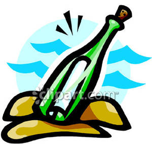 Message In A Bottle In The Sand   Royalty Free Clipart Picture
