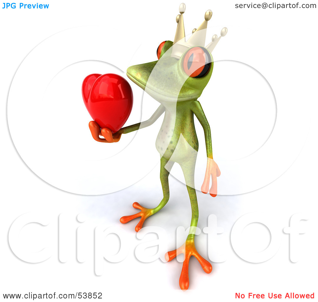 Rf  Clipart Illustration Of A Cute 3d Green Tree Frog Prince Giving