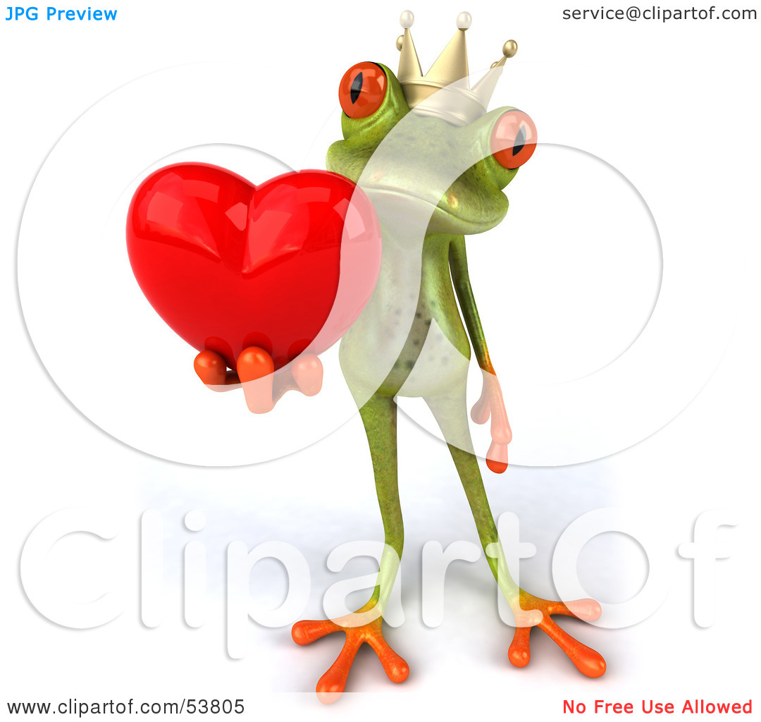 Rf  Clipart Illustration Of A Cute 3d Green Tree Frog Prince Giving