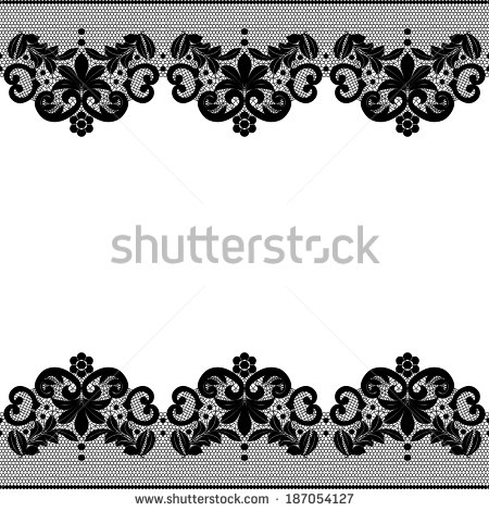 Seamless Black Lace Border With Floral Pattern   Stock Vector