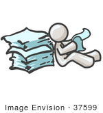     Stressed Employee With A Computer Error Royalty Free Vector Clipart