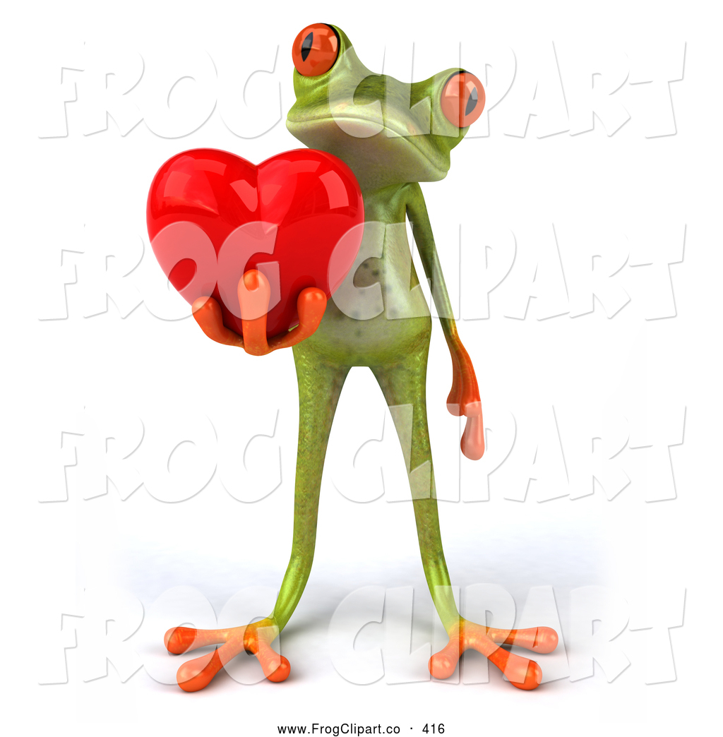 Tree Frog Presenting A Heart To His Love Cute Green Tree Frog Giving