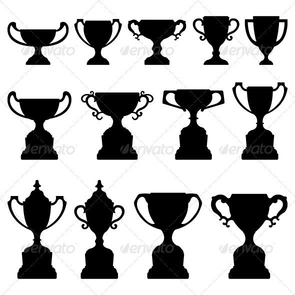 Trophy Cup Award Silhouette Black   Man Made Objects Objects