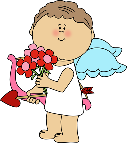 Valentine S Day Cupid With Flowers Clip Art   Valentine S Day Cupid