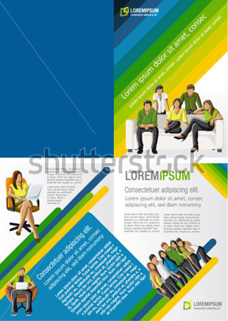 Yellow Green And Blue Template For Advertising Brochure With Students