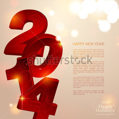 2014   New Year Vector Background With 3d And Lighting Effects In Red    