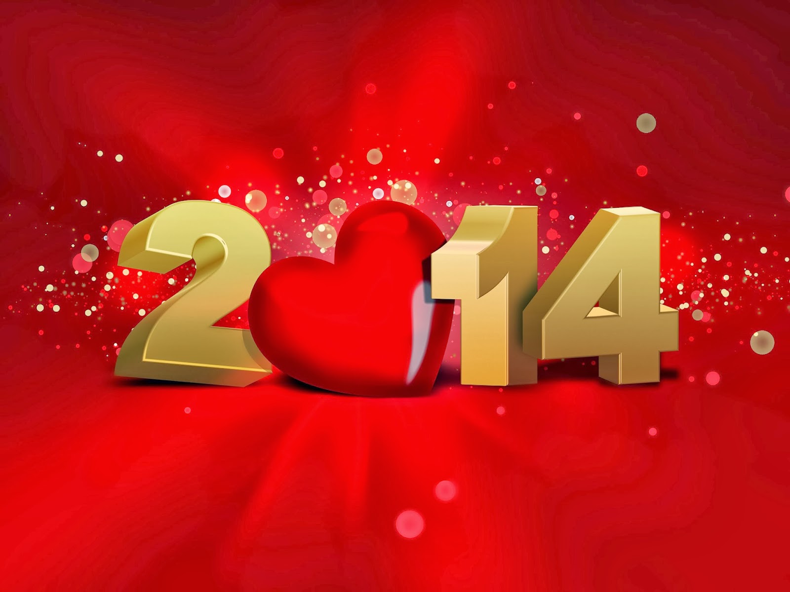 2014 Red Background Golden Text And Heart Jpg 2014 White