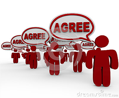 Agree Word Speech Bubbles Group People Agreement Stock Photography