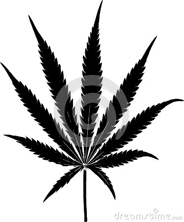 Black And White Silhouette Of A Marijuana Leaf  Eps File Available