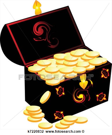 Buried Treasure  Box Of Coins View Large Illustration