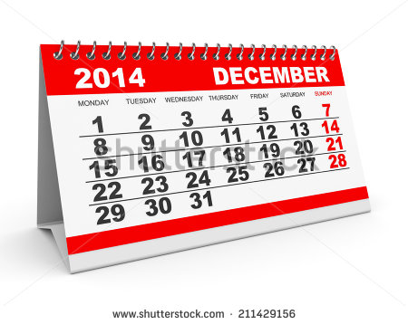 Calendar December 2014 On White Background  3d Illustration    Stock