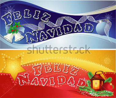 Christmas Horizontal Banners With Merry Christmas In Spanish 117153097    
