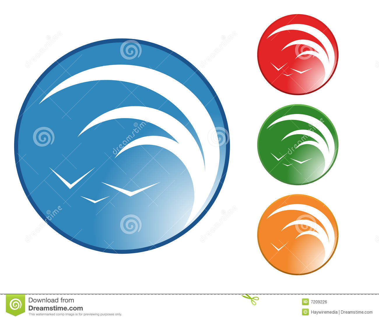 Circle With A Tidal Wave And Birds In The Sky Are Enclosed In A Circle