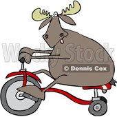 Clipart Of A Cartoon Moose Riding A Tricycle   Royalty Free Vector    