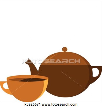 Clipart   Tea Pot And Tea Cup Vector   Fotosearch   Search Clip Art    