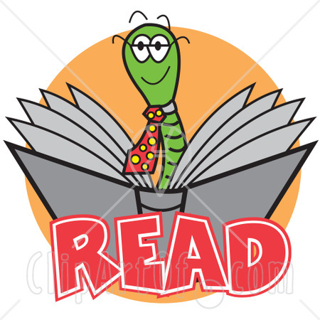 Green Worm Wearing A Tie And Reading A Book Clipart Illustration Jpg