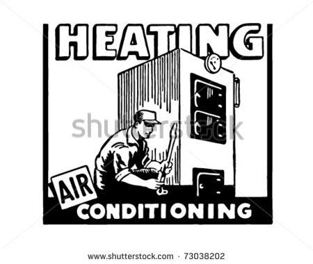 Heating Air Conditioning   Retro Ad Art Banner   Stock Vector