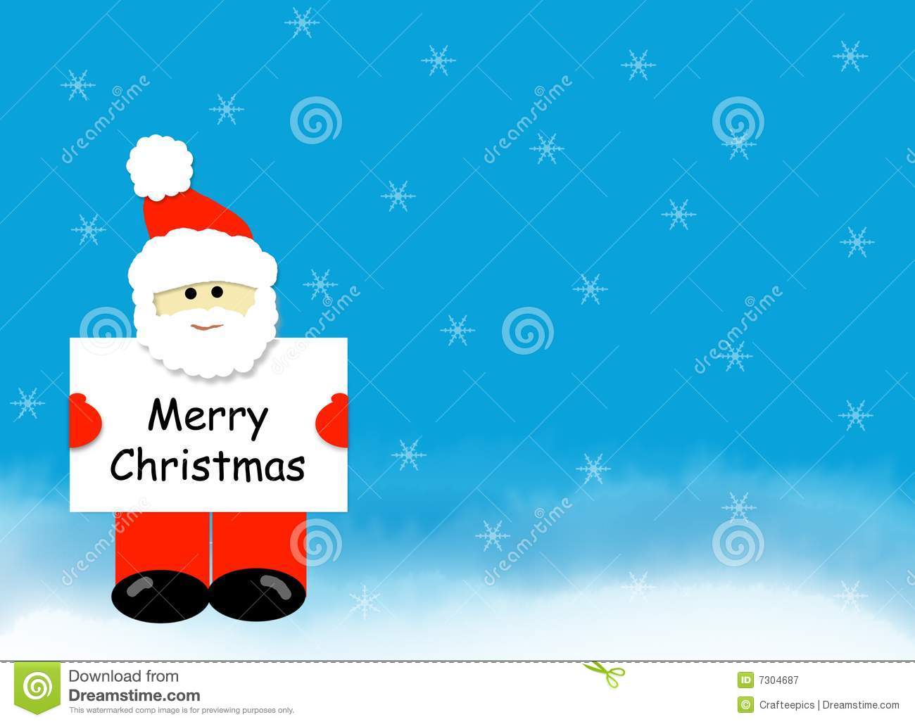 Horizontal Version Digital Santa Holding A White Sign Stating Merry