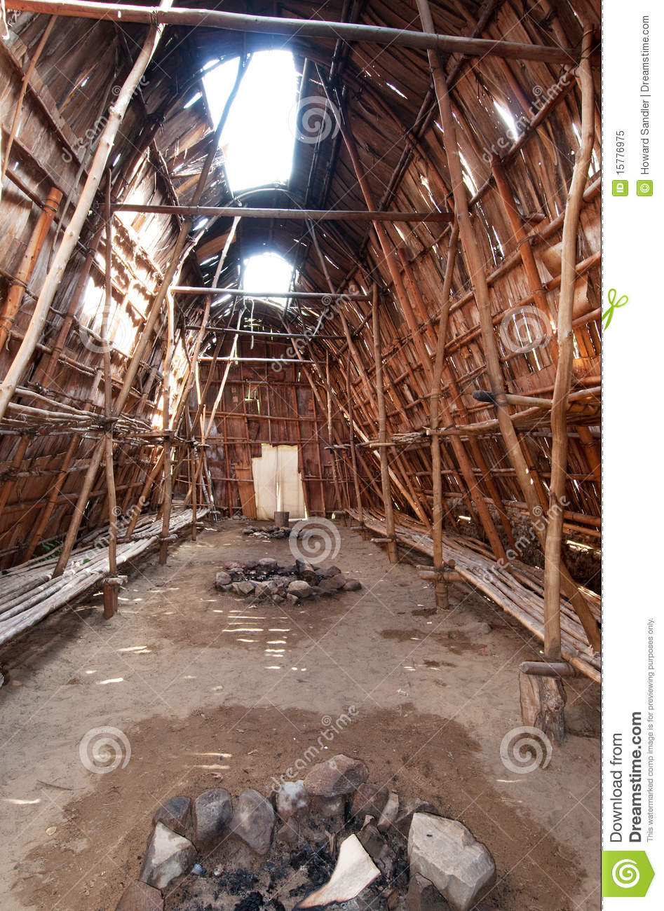 Interior Of A Native Canadian Longhouse Lanaudiere Region Of Quebec