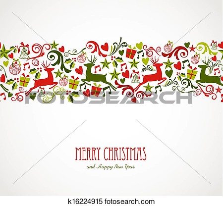 Merry Christmas Decorations Elements Border  View Large Clip Art