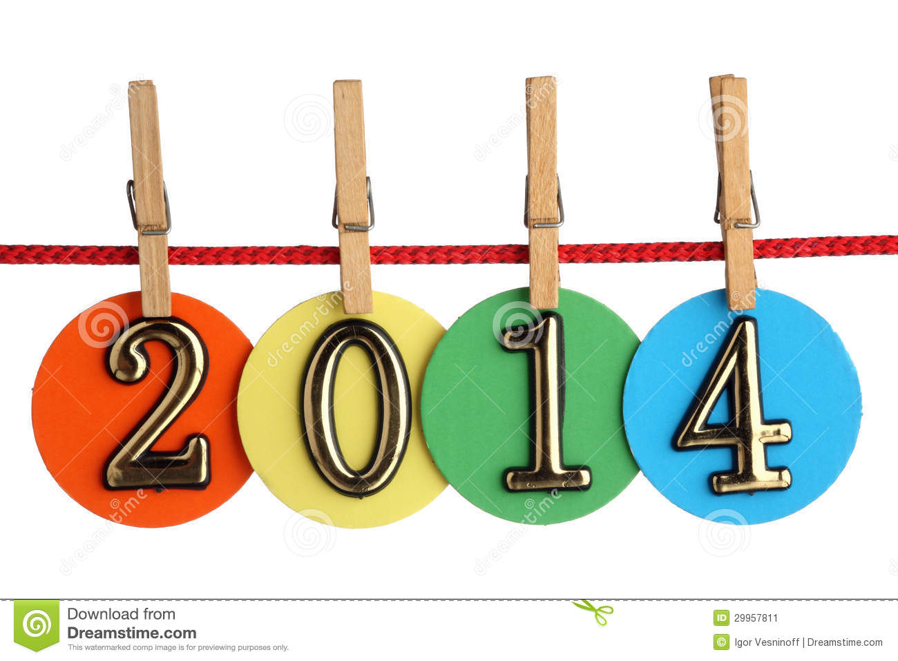 Number 2014 On A Red Rope Stock Image   Image  29957811