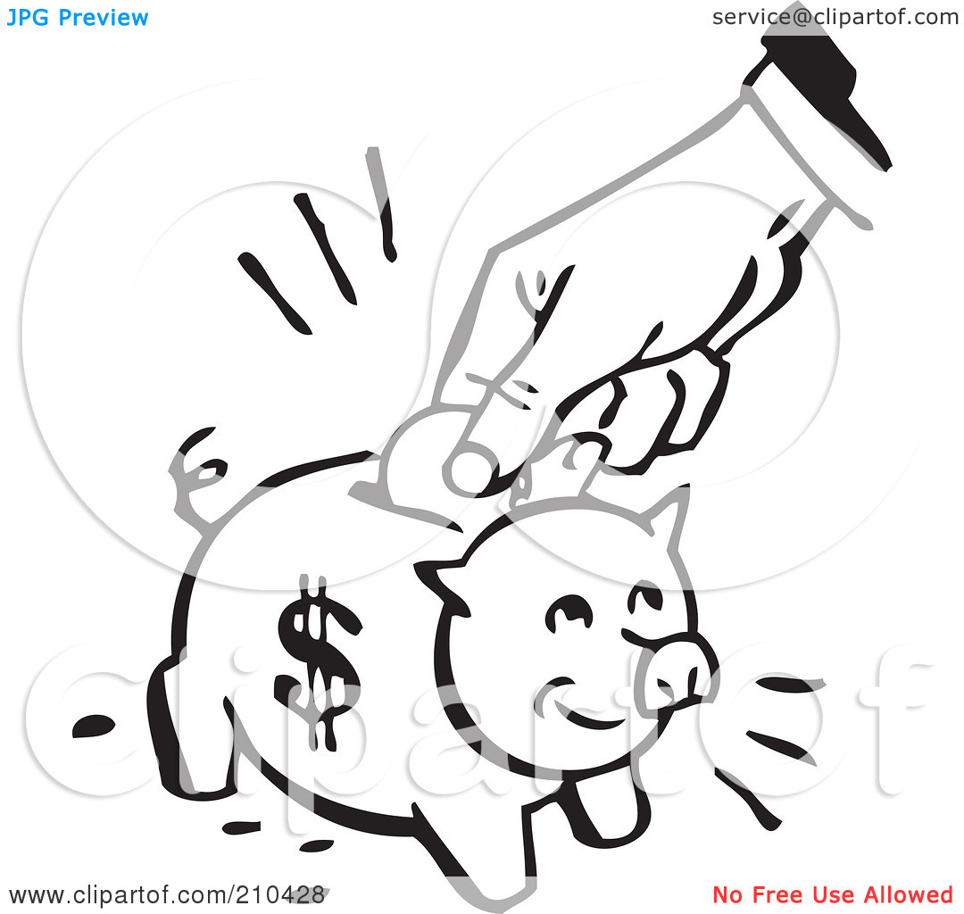 Piggy Bank Clipart Black And White Royalty Free  Rf  Clipart