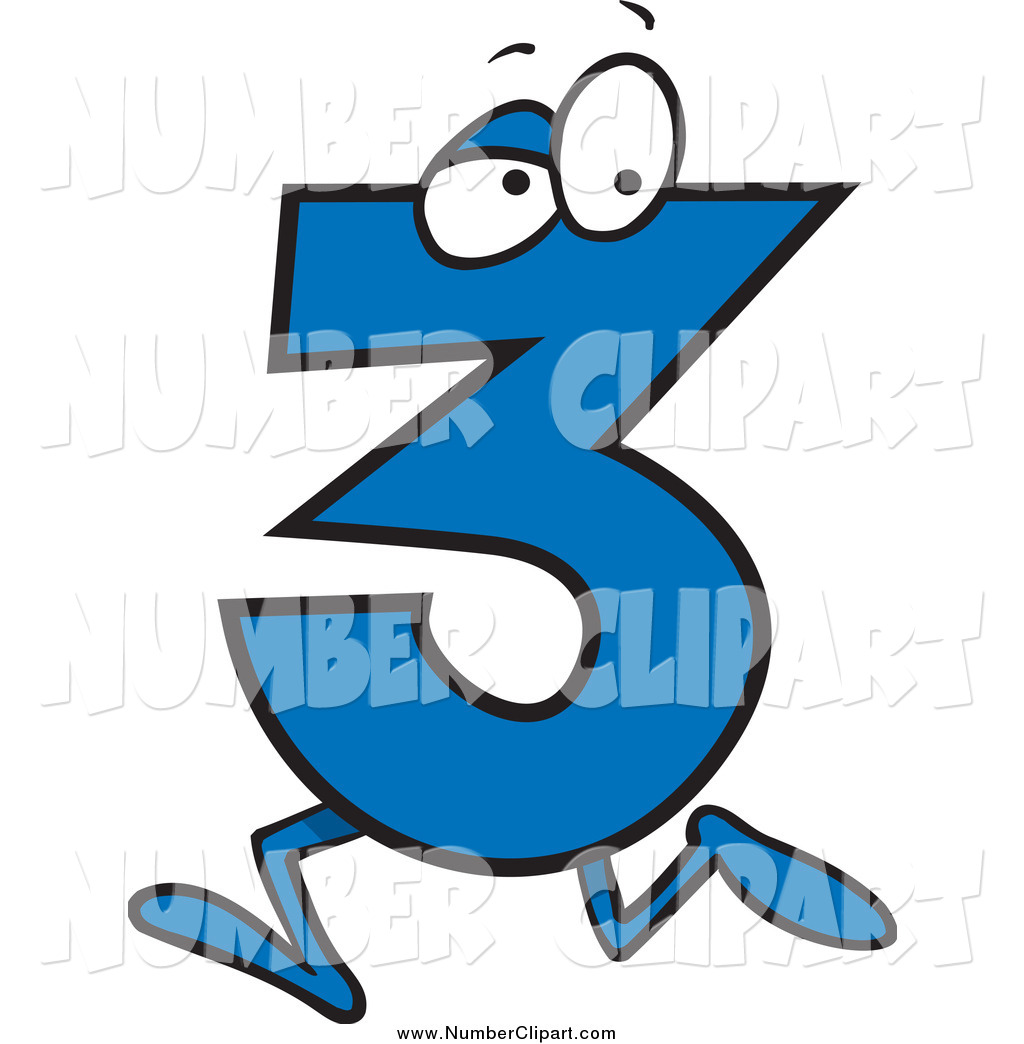 Preview  Clip Art Of A Running Blue Number Three By Ron Leishman