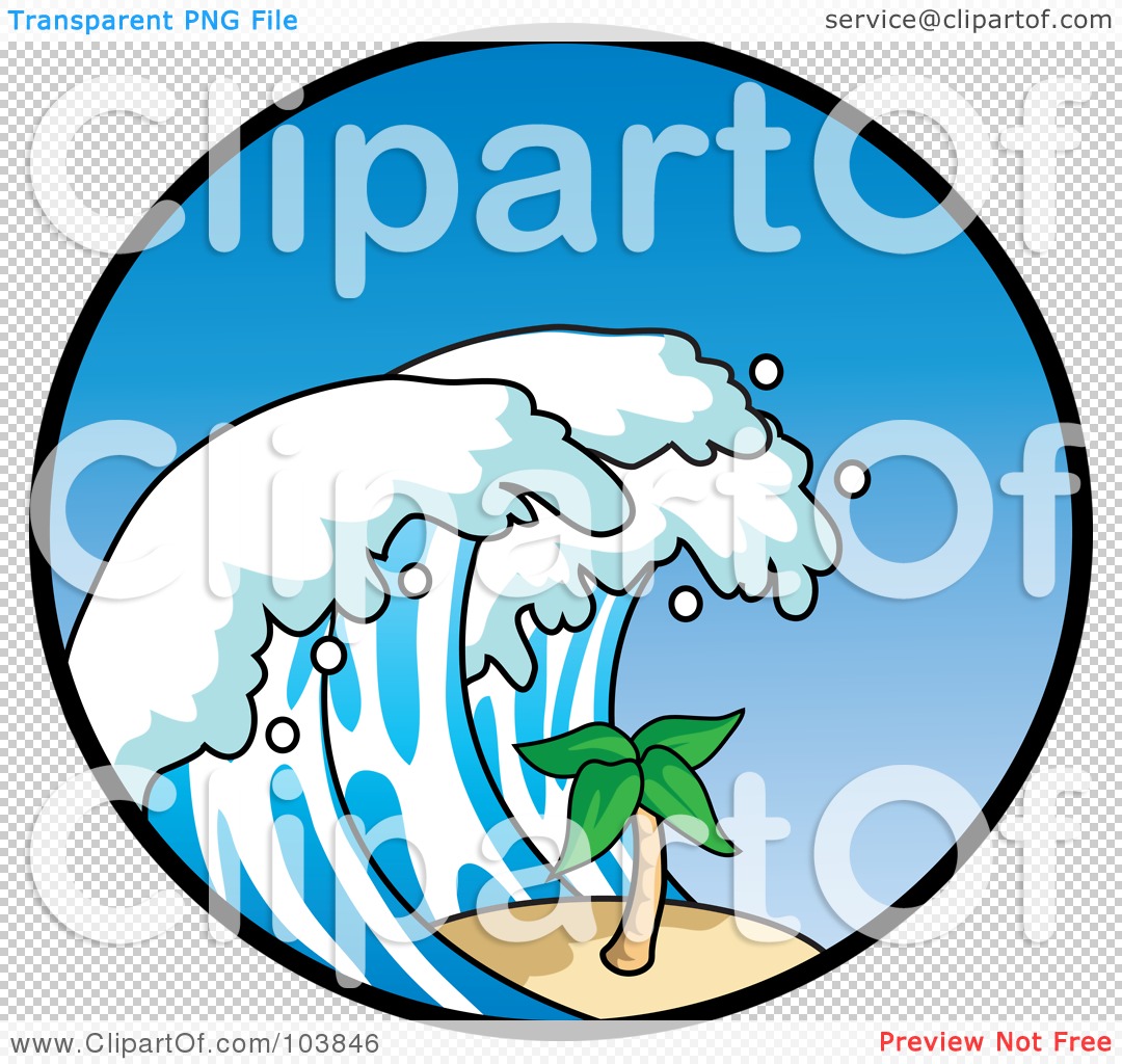 Royalty Free  Rf  Clipart Illustration Of A Tsunami Wave Towering Over
