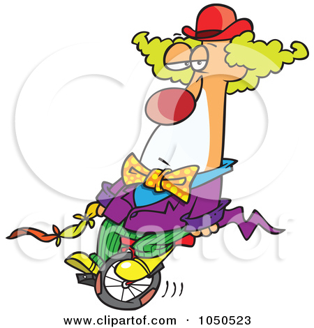 Royalty Free  Rf  Clown On A Unicycle Clipart Illustrations Vector