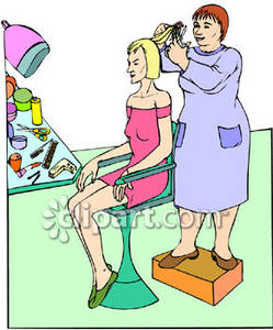 Tall Woman Getting A Haircut   Royalty Free Clipart Picture