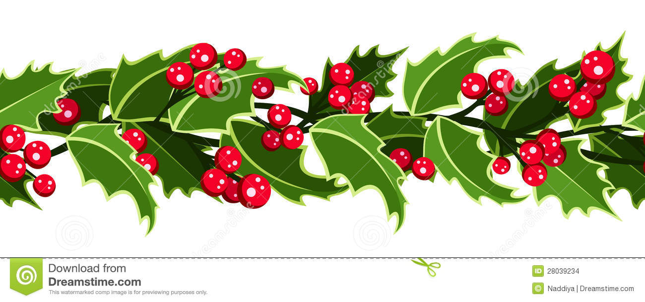 Vector Illustration Of Horizontal Seamless Garland With Christmas