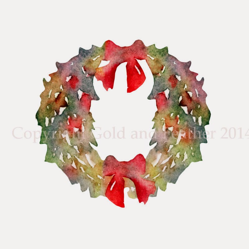 Watercolour Clipart Christmas Wreath Clip Art Instantly Downloadable    