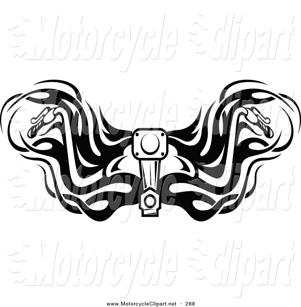 White Motorcycle Handlebars With Flames Motorcycle Clip Art Seamartini    