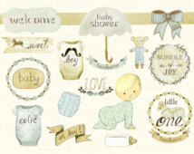 Baby Clipart Baby Boy Clipart Nursery Clipart Birth Announcement    