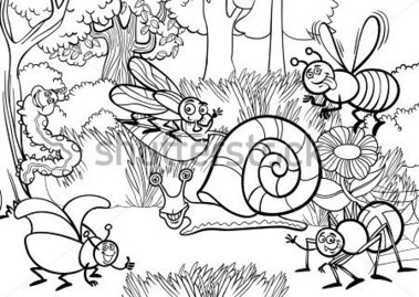Black And White Cartoon Vector Illustration Of Funny Insects Or Bugs