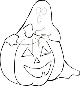 Cartoon Of A Pumpkin Holding Onto A Jack O Lantern In Black And White