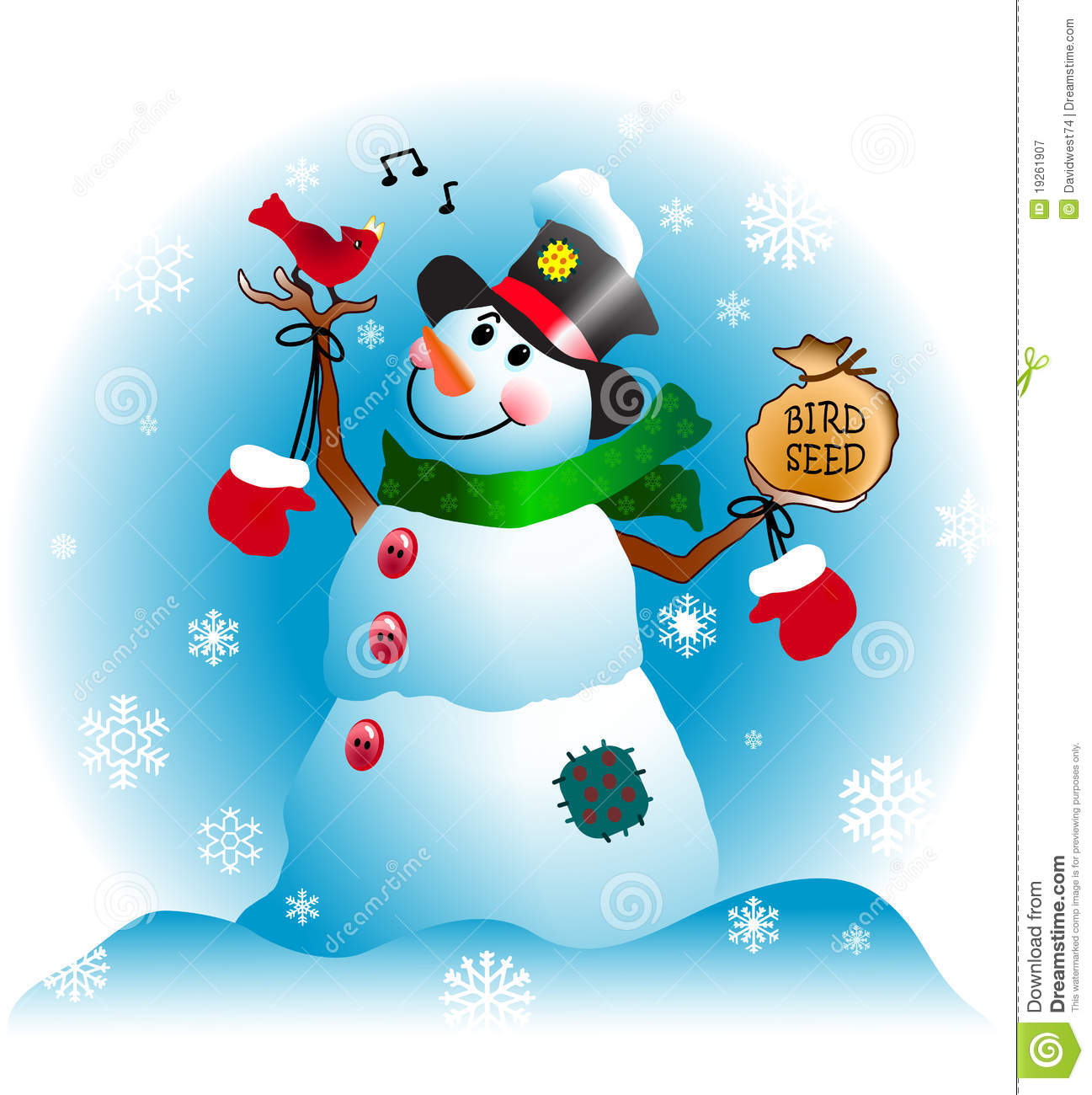 Christmas Snowman With Cardinal Royalty Free Stock Photography   Image