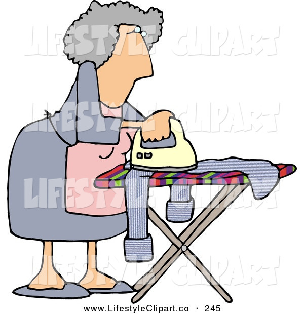 Clip Art Of A Housewife Ironing Clothes At Home By Djart    245