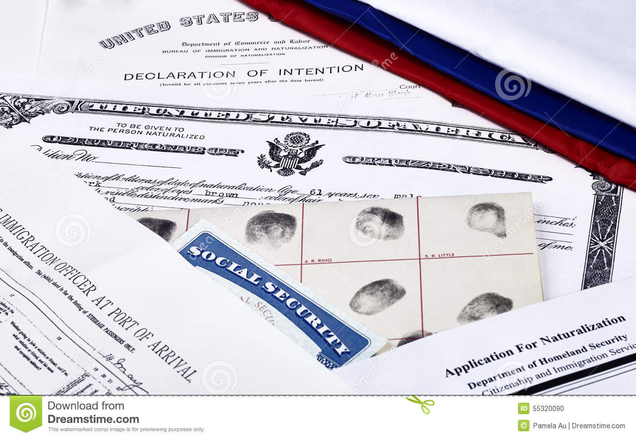 Declaration Of Intention Fingerpirnt Card Social Security Card    